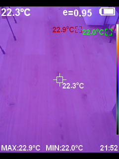 Oberflächentemperatur Fußboden bei reinem Heizen mit der Decke